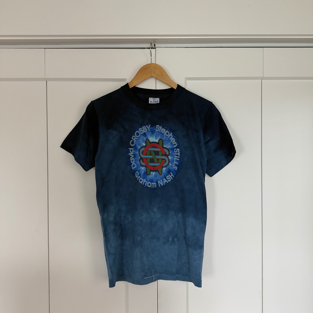 Mens Alore Crosby Stills Nash T Shirt S Blue Summer Tour 2009 Tie Dye Band Tee